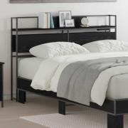 vidaXL Förvaringshuvudgavel med hylla Svart ek 120 cm Konstruerat trä