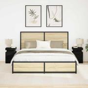 vidaXL Nattduksbord 2 pcs Svart Ek 35 x 39 x 55 cm Konstruerat trä