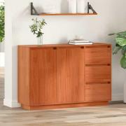 vidaXL Sideboard med låda Brun 111 x 34 x 75 cm Massivt tallträ