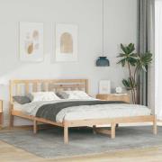 vidaXL Sängram med huvudgavel Brun 140 x 200 cm Massiv furu