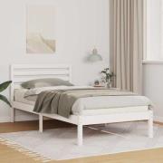 vidaXL Sängram med huvudgavel Vit 90 x 190 cm Massiv furu