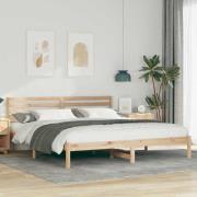 vidaXL Sängram med huvudgavel Brun 200 x 200 cm Massiv furu