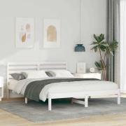 vidaXL Sängram med huvudgavel Vit 150 x 200 cm Massiv furu