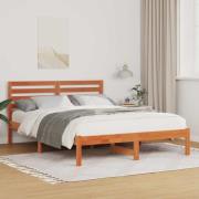 vidaXL Sängram med huvudgavel Vaxbrun 120 x 190 cm Massiv furu