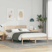 vidaXL Sängram med huvudgavel Brun 140 x 210 cm Massiv furu