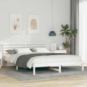 vidaXL Sängram med huvudgavel Vit 160 x 220 cm Massiv furu