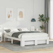 vidaXL Sängram med huvudgavel Vit 160 x 200 cm Massiv furu