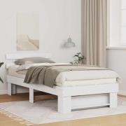 vidaXL Sängram med huvudgavel Vit 90 x 190 cm Massiv furu