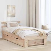 vidaXL Sängram med huvudgavel Naturfärg 100 x 200 cm Massiv furu