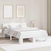 vidaXL Sängram med huvudgavel Vit 140 x 200 cm Massiv furu