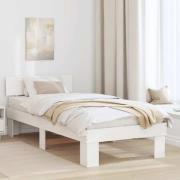 vidaXL Sängram med huvudgavel Vit 100 x 200 cm Massiv furu