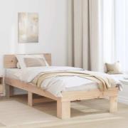 vidaXL Sängram med huvudgavel Naturfärg 80 x 200 cm Massiv furu