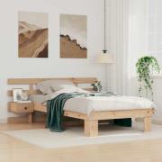 vidaXL Sängram med huvudgavel Brun 100 x 200 cm Massiv furu