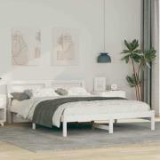 vidaXL Sängram med huvudgavel Vit 140 x 200 cm Massiv furu