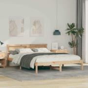vidaXL Sängram med huvudgavel Brun 160 x 200 cm Massiv furu