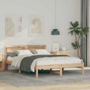 vidaXL Sängram med huvudgavel Brun 120 x 190 cm Massiv furu