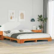 vidaXL Sängram Brun 200 x 210 cm Massiv furu