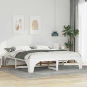 vidaXL Sängram Vit 200 x 200 cm Massiv furu
