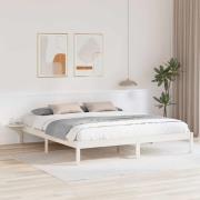 vidaXL Sängram Vit 200 x 200 cm Massiv furu