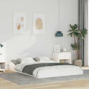 vidaXL Sängram Vit 140 x 190 cm Massiv furu