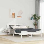 vidaXL Sängram med huvudgavel Vit 160 x 200 cm Massiv furu
