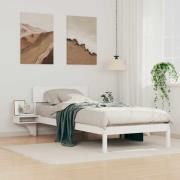 vidaXL Sängram med huvudgavel Vit 90 x 190 cm Massiv furu