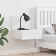 vidaXL Sängbord med låda Vit 42 x 32,5 x 40 cm Massiv furu