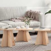 vidaXL Kaffeebord 3 pcs Naturfärg 49 x 49 x 30 cm Massiv furu