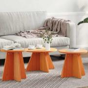 vidaXL Kaffeebord 3 pcs Vaxbrun 49 x 49 x 30 cm Massiv furu