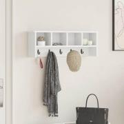 vidaXL Väggmonterad Klädhängare Vit 75 x 16 x 26 cm Konstruerat trä