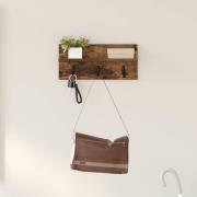 vidaXL Väggmonterad Klädhängare Väggmonterad Rökt ek 40 x 10,5 x 18 cm