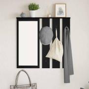 vidaXL Väggmonterad Klädhängare med hylla Svart ek 84 x 10 x 80 cm