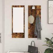 vidaXL Väggmonterad Klädhängare med hylla Rökfärgad ek 70 x 10 x 90 cm