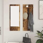 vidaXL Väggmonterad Klädhängare med hylla Gammalt trä 70 x 10 x 90 cm