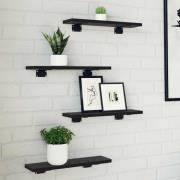 vidaXL Bokhylla Bräda 4 pcs Svart 40 x 10 x 1.5 cm Konstruerat trä