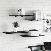 vidaXL Bokhylla Bräda 4 pcs Svart 60 x 30 x 1.5 cm Konstruerat trä