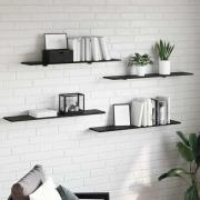 vidaXL Bokhylla Bräda 4 pcs Svart 100 x 20 x 1.5 cm Konstruerat trä