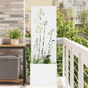 vidaXL Trädgårdsplanterare med dekorativ panel Vit 50 x 140 cm
