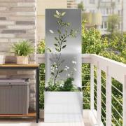vidaXL Trädgårdsplanterare med dekorativ panel Silver 50 x 140 cm