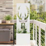 vidaXL Trädgårdsplanterare med dekorativ panel Vit 50 x 140 cm
