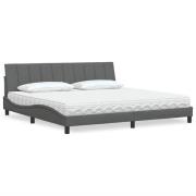 vidaXL Bed with Mattress "Hanko" Dark Grey 200x200 cm Fabric
