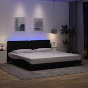 vidaXL Bed Frame with LED without Mattress Black 200x200 cm Fabric