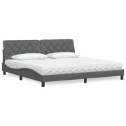 vidaXL Bed with Mattress Dark Grey 200x200 cm Fabric