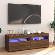 vidaXL Tv-bänk med LED-belysning brun ek 120x35x40 cm