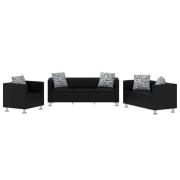 vidaXL Soffgrupp konstläder med fåtölj 3-sits och 2-sits svart