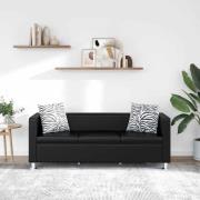 vidaXL Soffa 3-sits konstläder svart