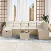 vidaXL Trädgårdsoffset 9 pcs Beige 55 x 62 x 69 cm Poly rattan