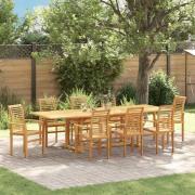 vidaXL Trädgårdsmöbelset 9 pcs Brun 280 x 100 x 75 cm Massivt teakträ