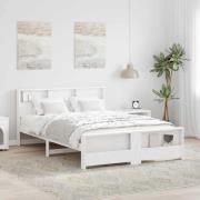 vidaXL Sängram med huvudgavel Vit 160 x 200 cm Konstruerat trä