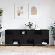 vidaXL Skåp 3 pcs Svart ek 180 x 35 x 70 cm Konstruerat trä